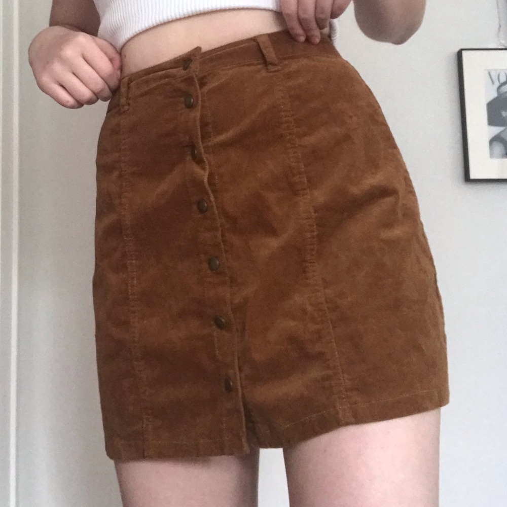 Button up suede skirt